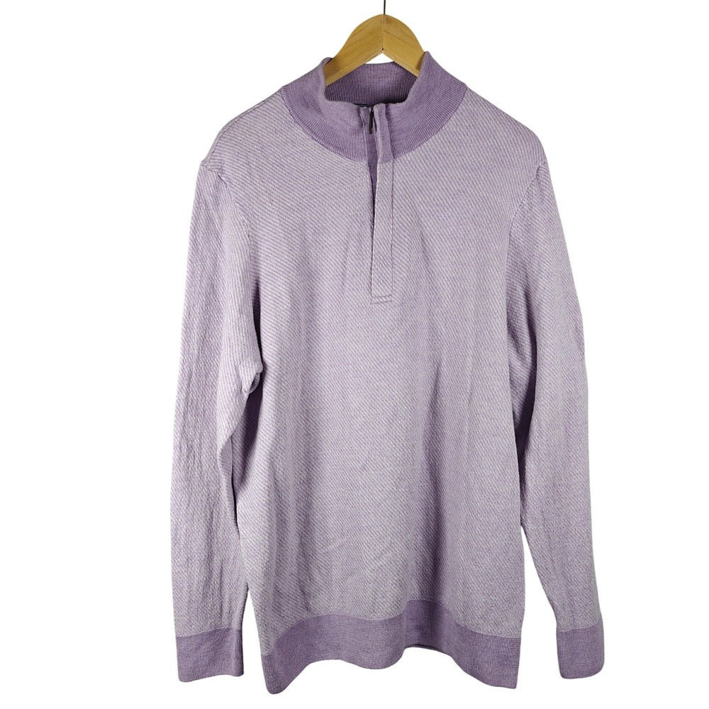 Vineyard Vines Mens 2XL Purple Extrafine Merino Wool Quarter Zip‎ Sweater 2XL
